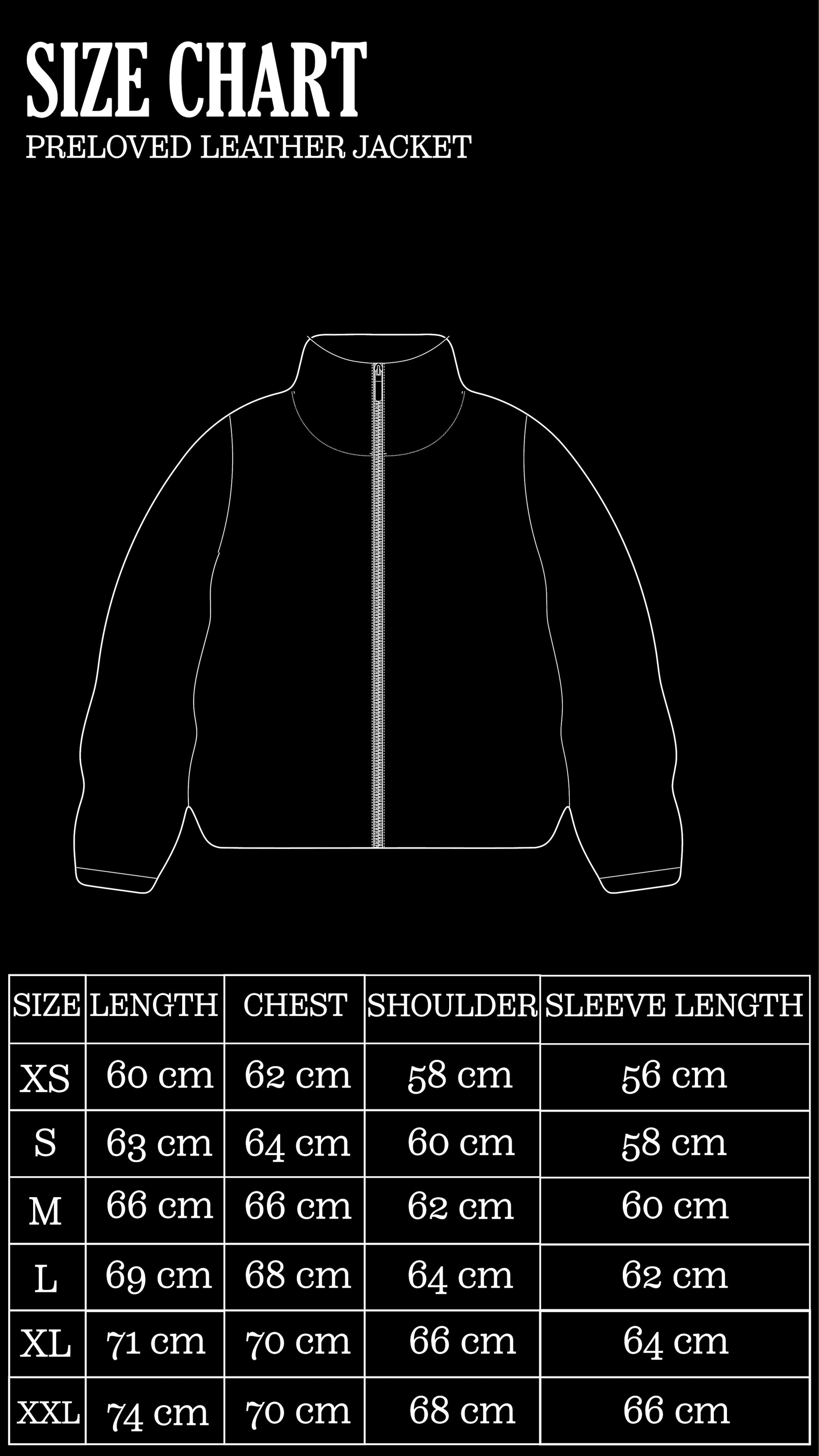 Size Chart for Pre-Loved Leather Jacket