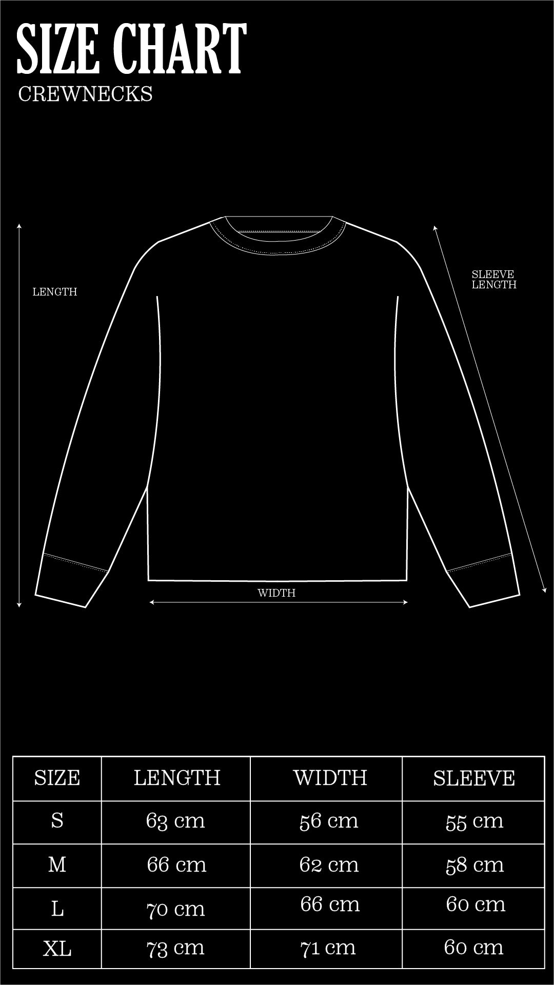 Size Chart for Forest Green Striped Crewneck