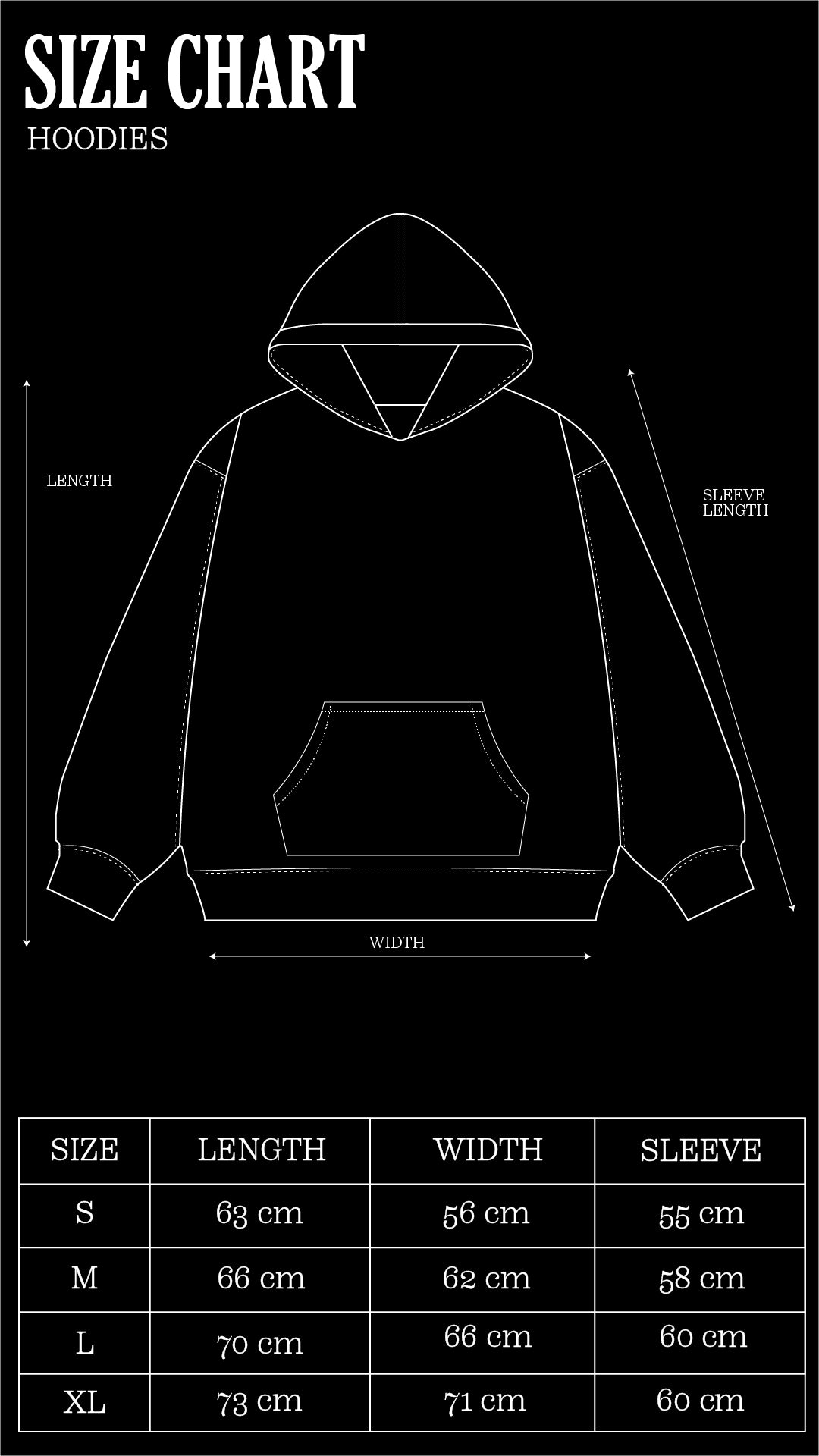 Size Chart for Olive Striped Hoodie