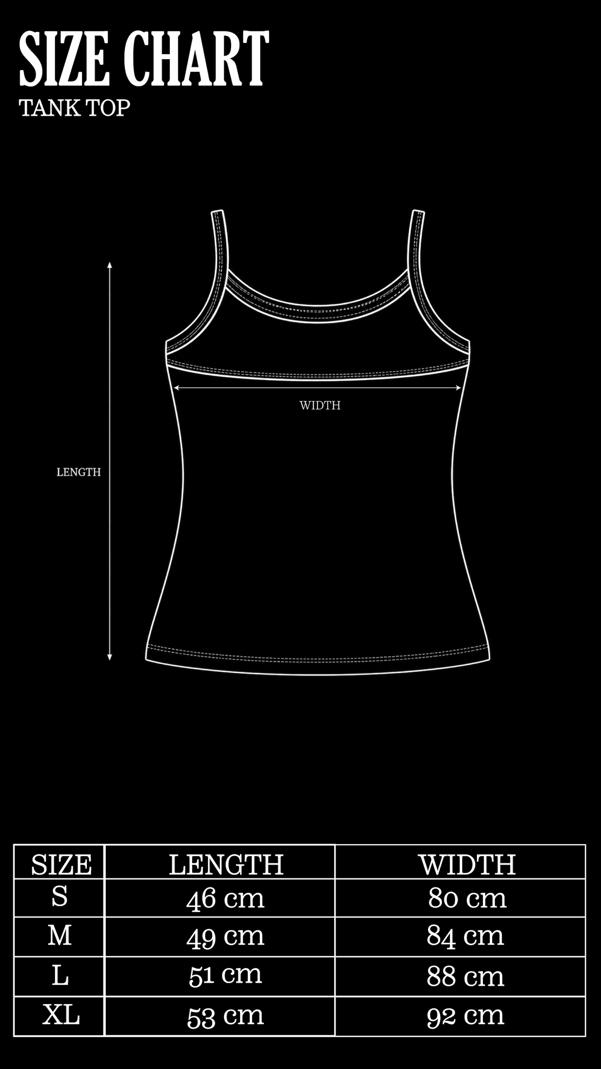 Size Chart for Vintage Tank Top