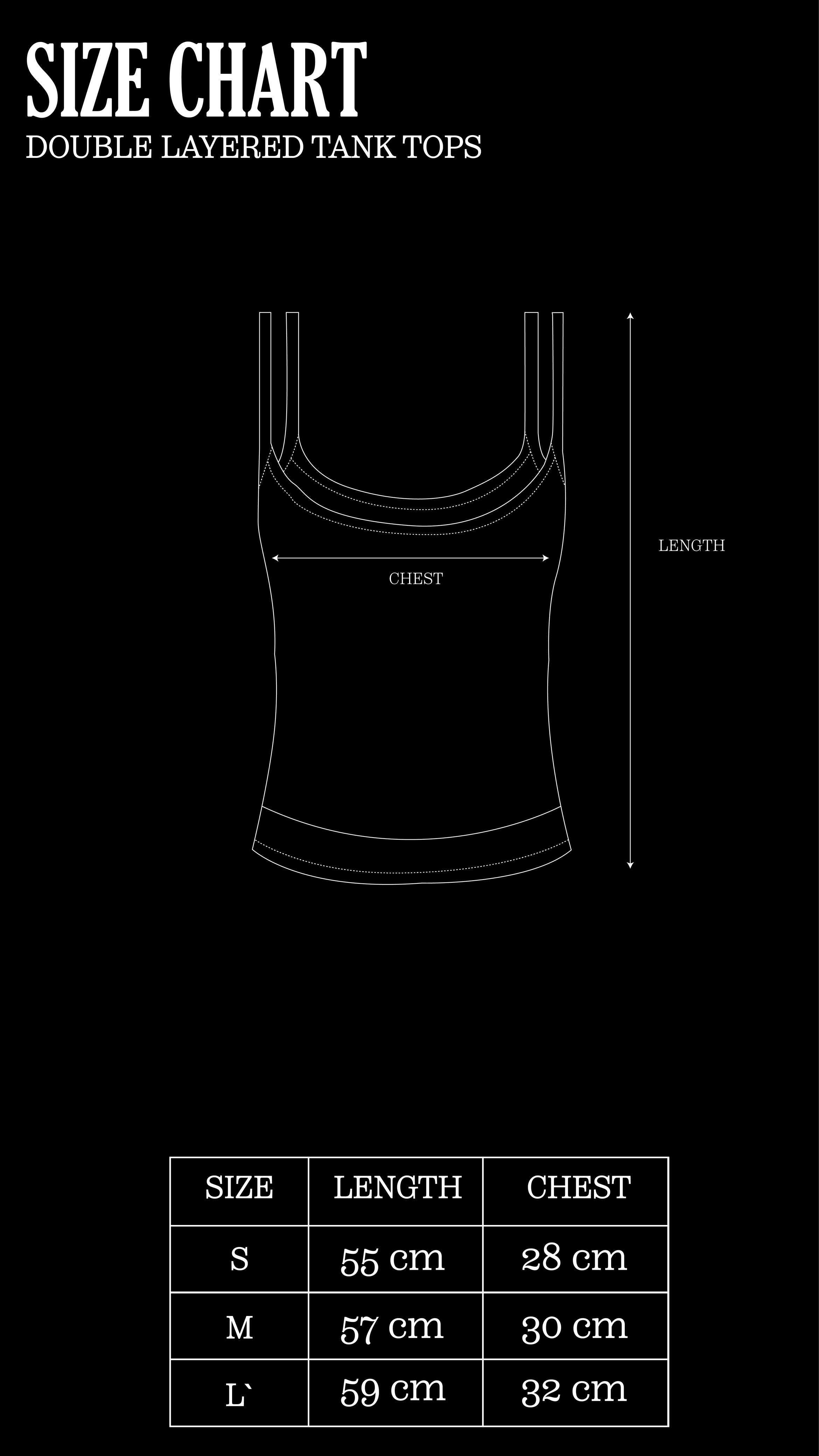 Size Chart for Grey on Grey Double Tank Top