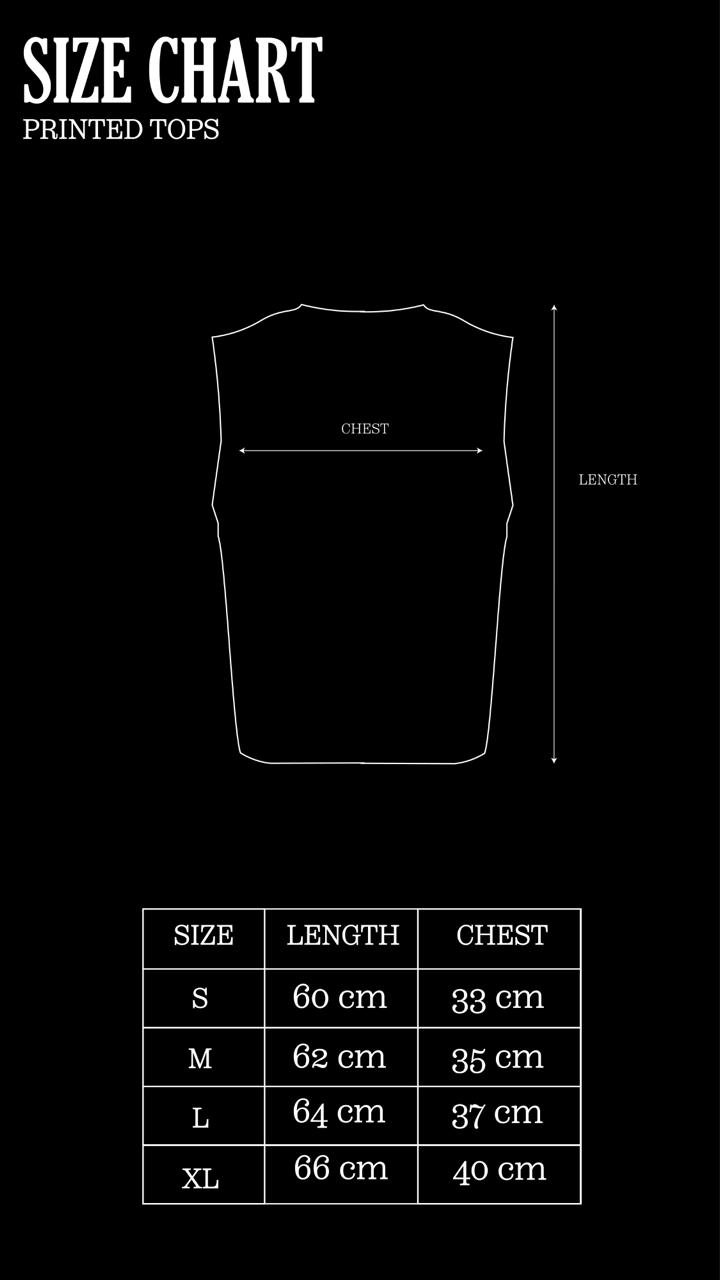 Size Chart for 1960 Printed Top