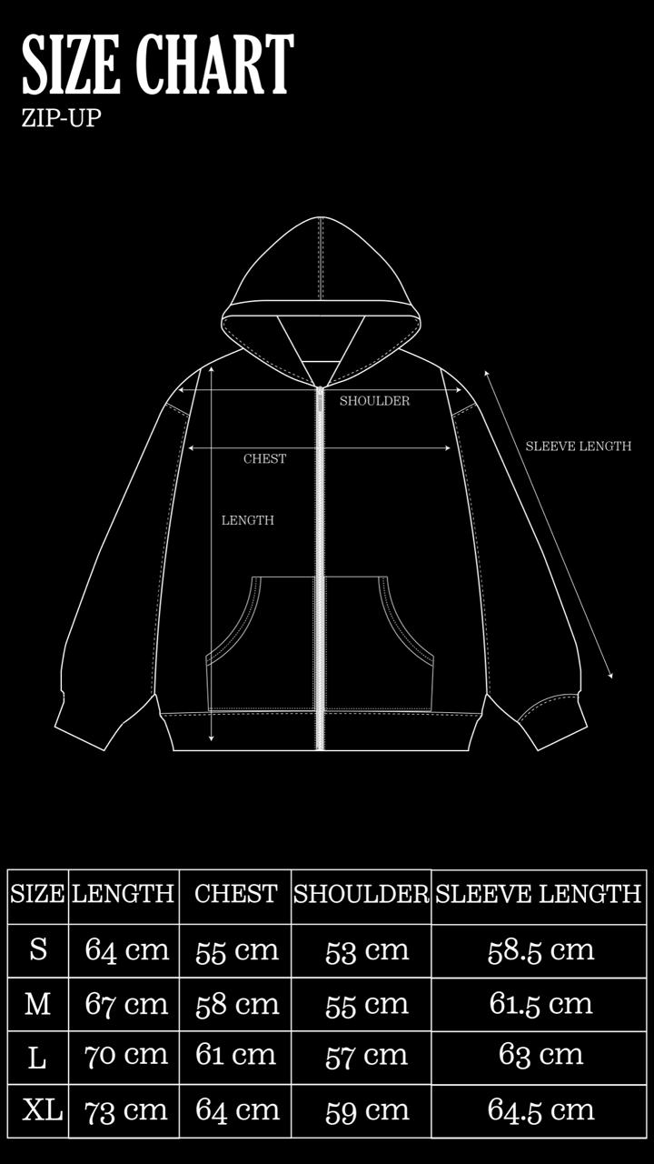 Size Chart for Graphite Striped Zipup