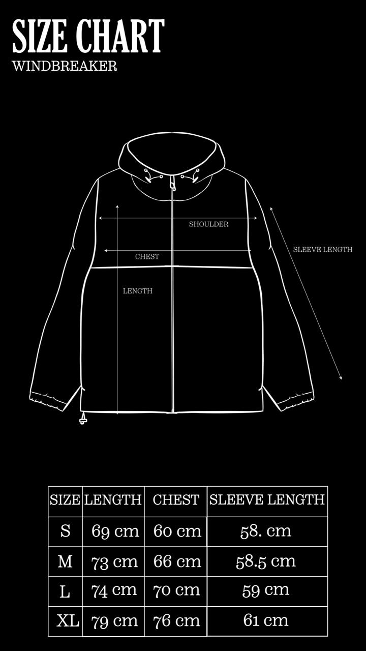 Size Chart for Chalk Windbreaker Jacket