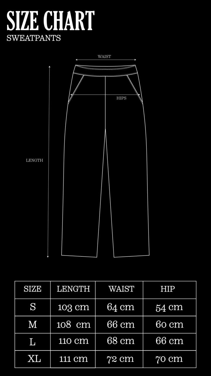 Size Chart for Olive Striped Sweatpants