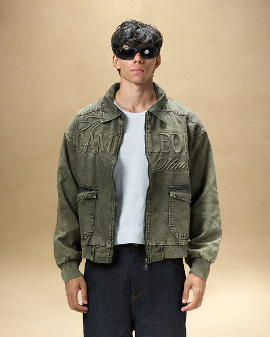 Washed Olive Denim Jacket