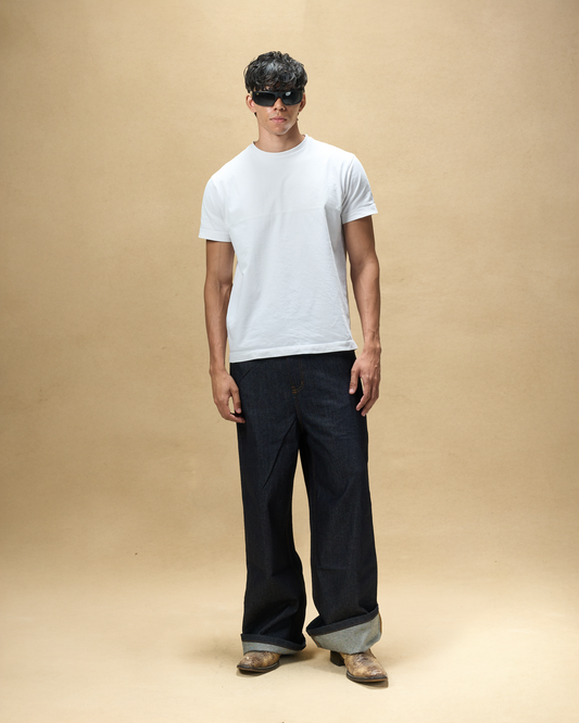 Raw Embossed Denim Pants