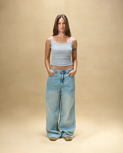 Medium Wash Embossed Denim