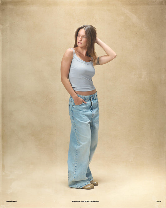 Medium Wash Embossed Denim