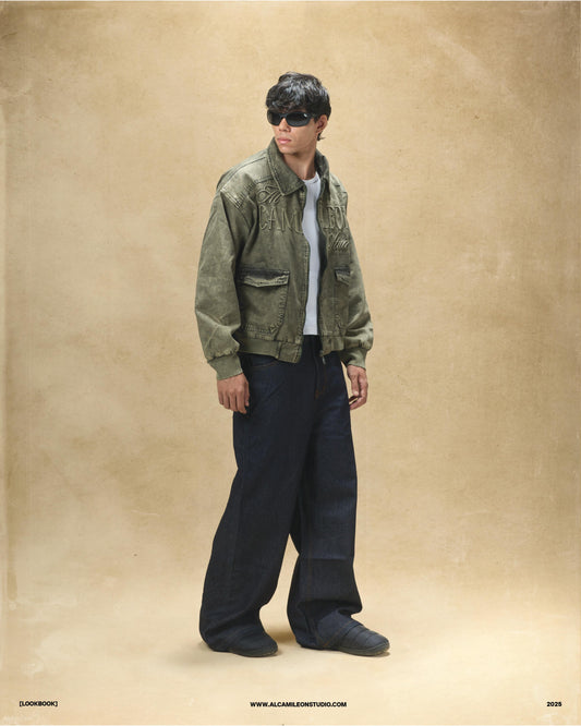 Raw Embossed Denim Pants