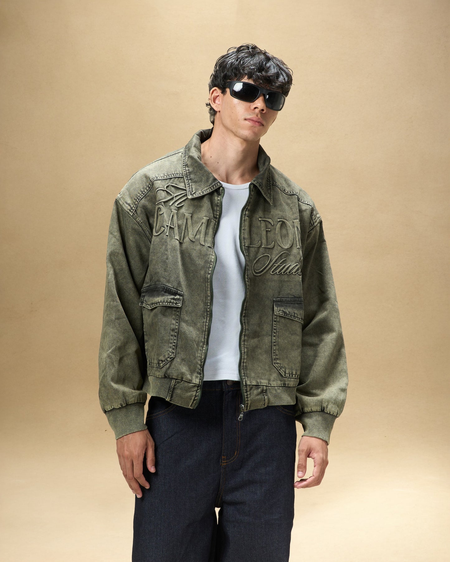 Washed Olive Denim Jacket