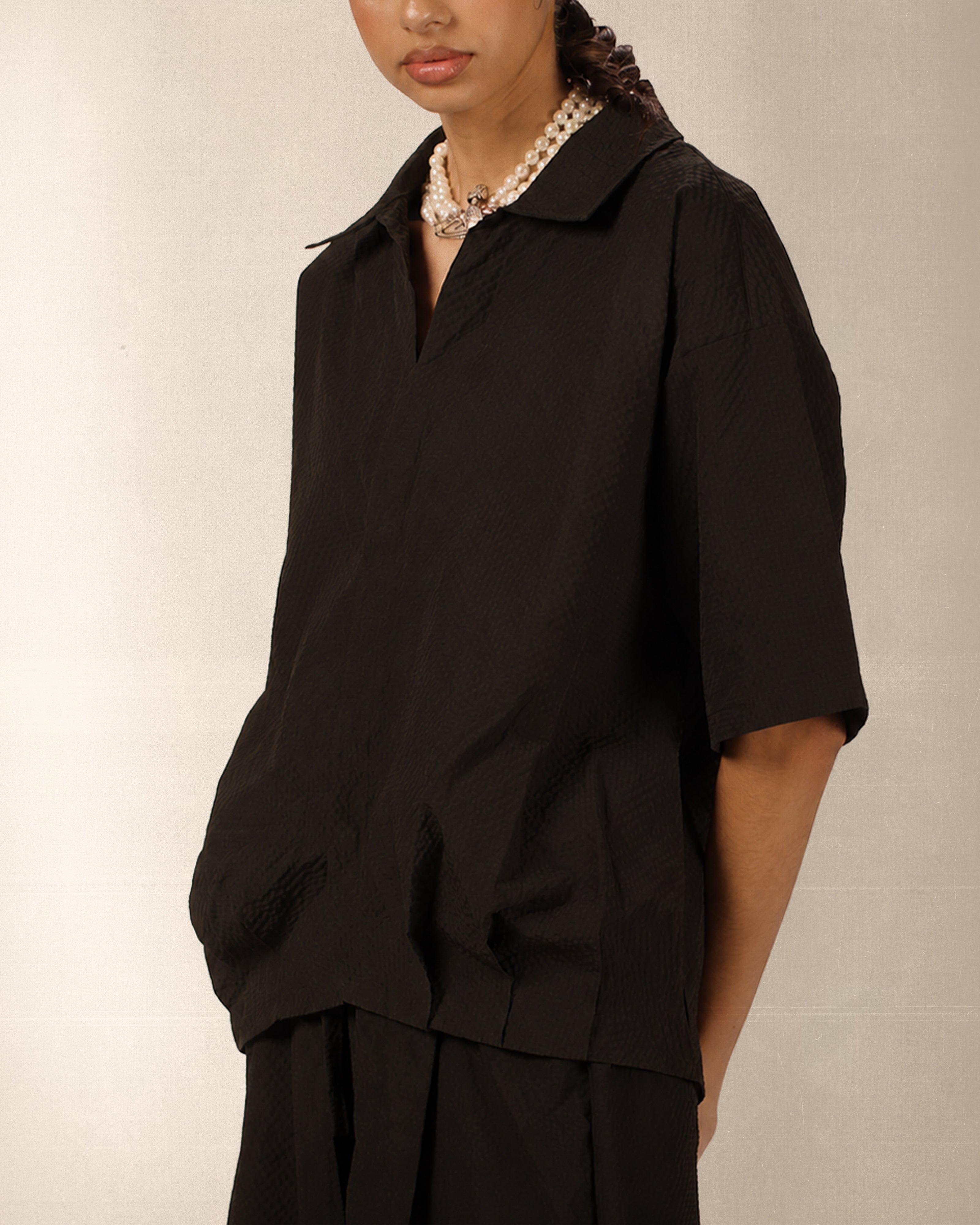Black Pleated Shirt-3