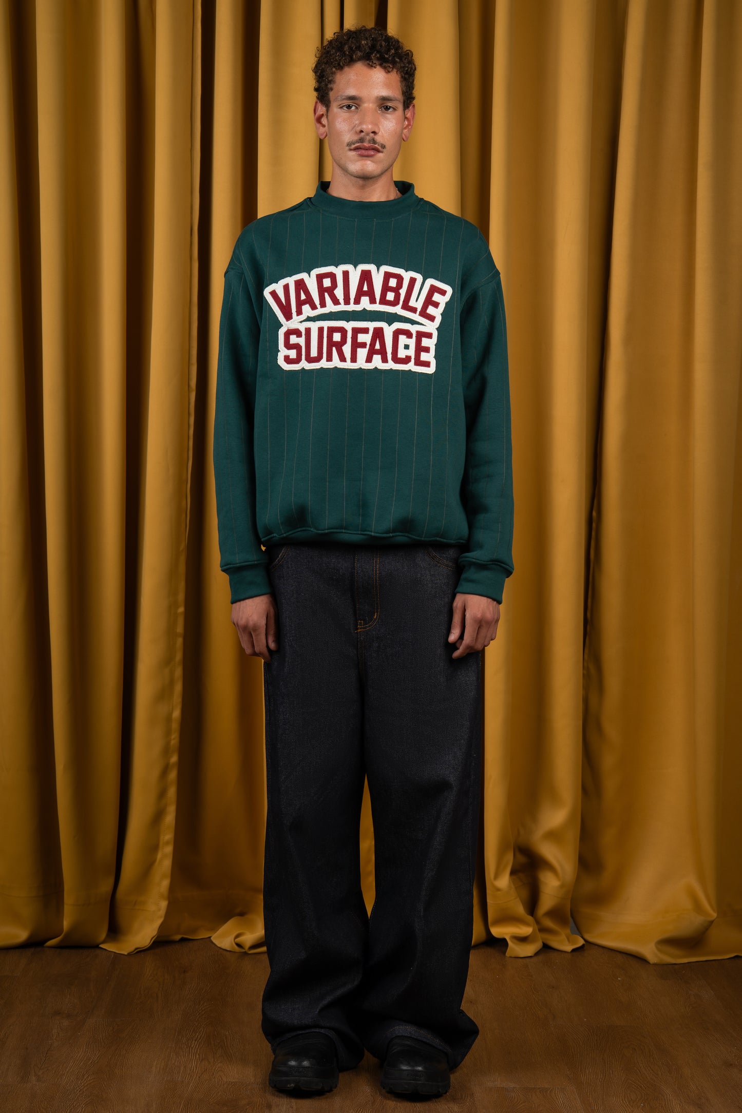 Forest Green Striped Crewneck