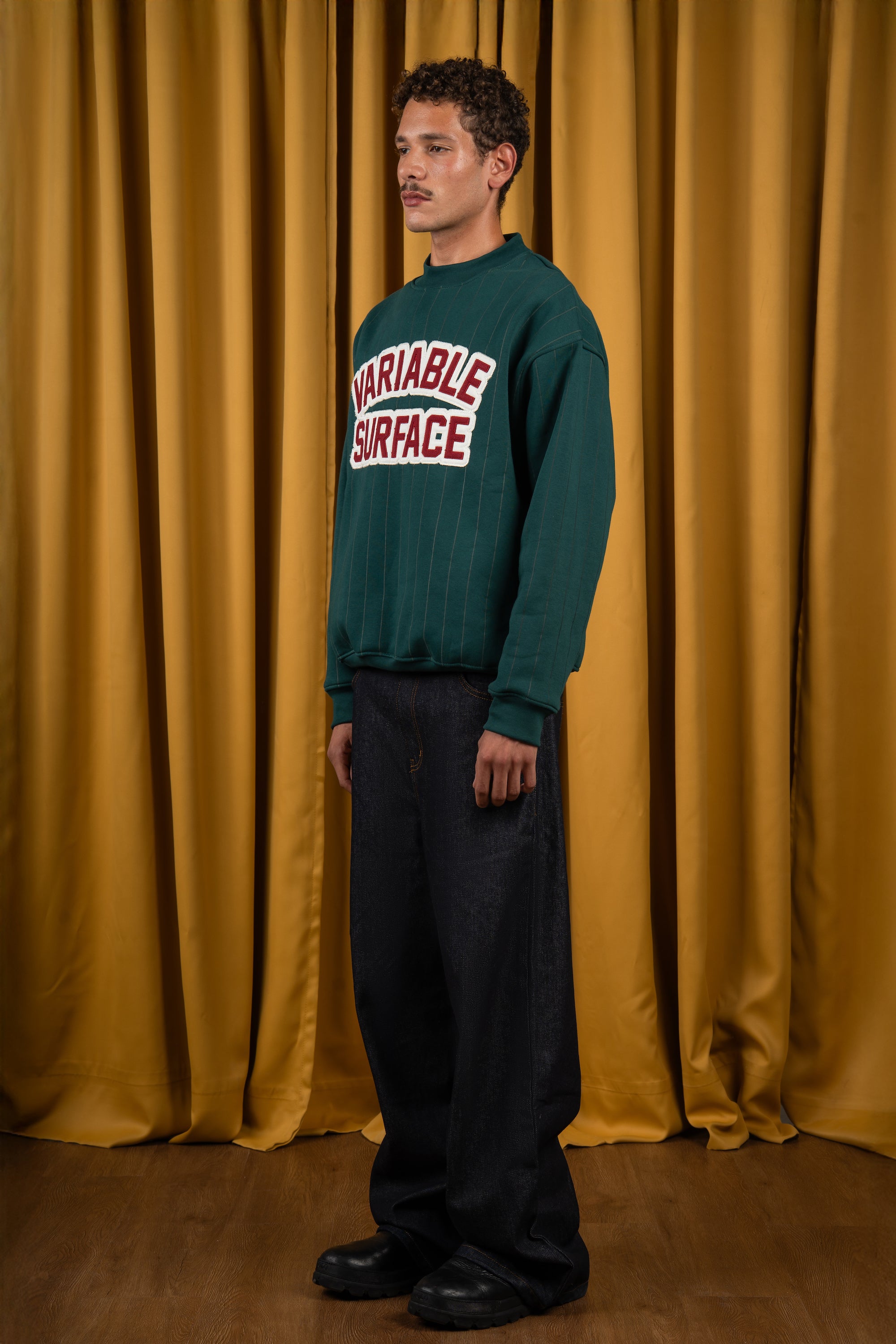 Forest Green Striped Crewneck-2