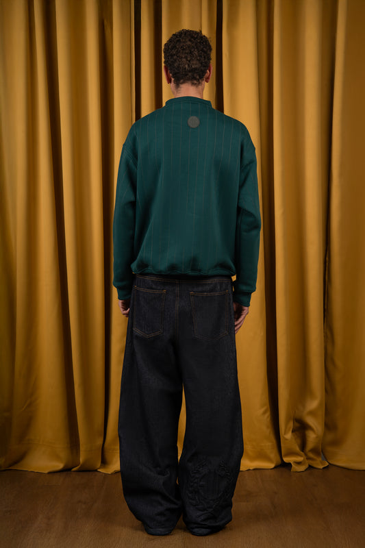 Raw Embossed Denim Pants