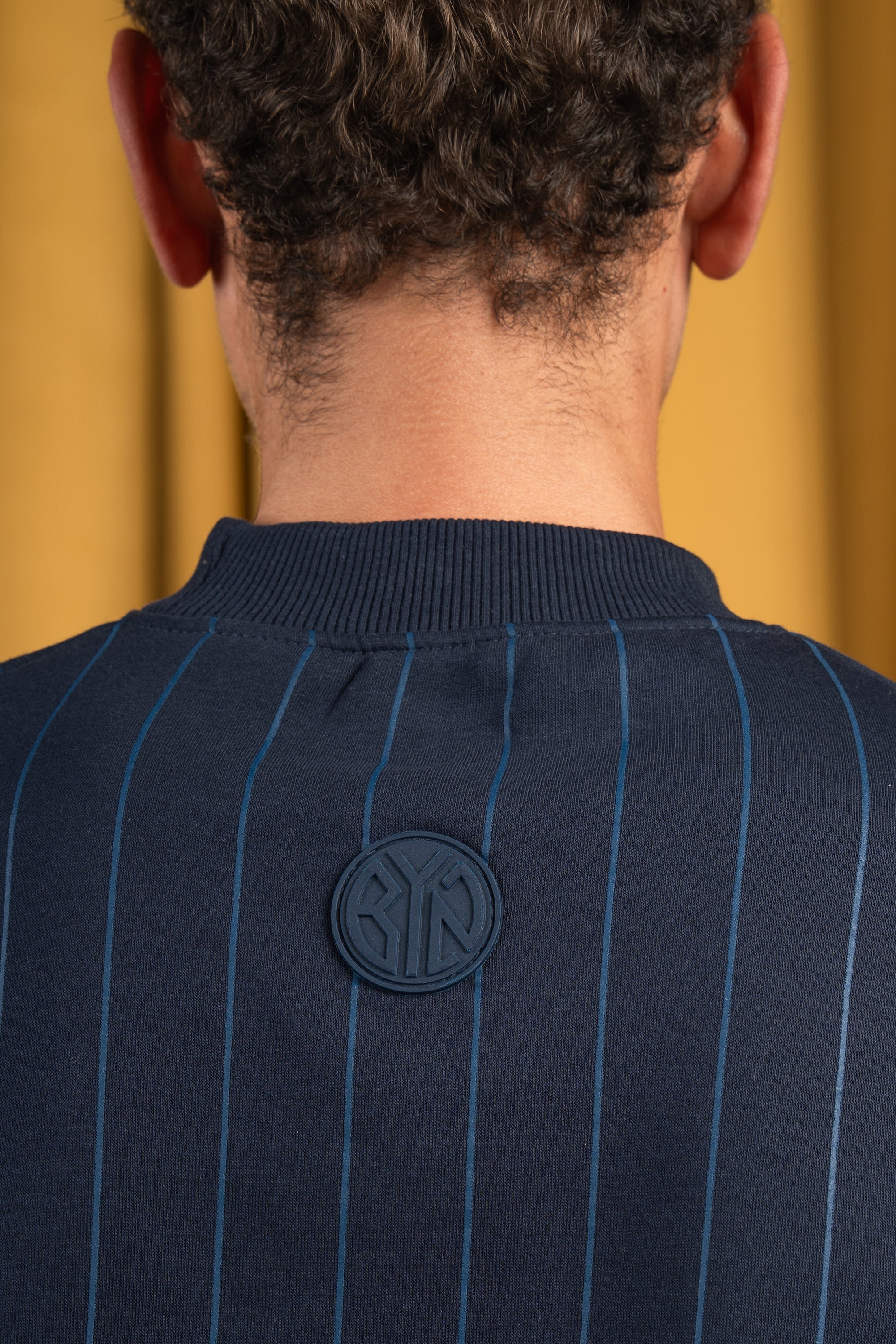 Navy Blue Striped Crewneck-4