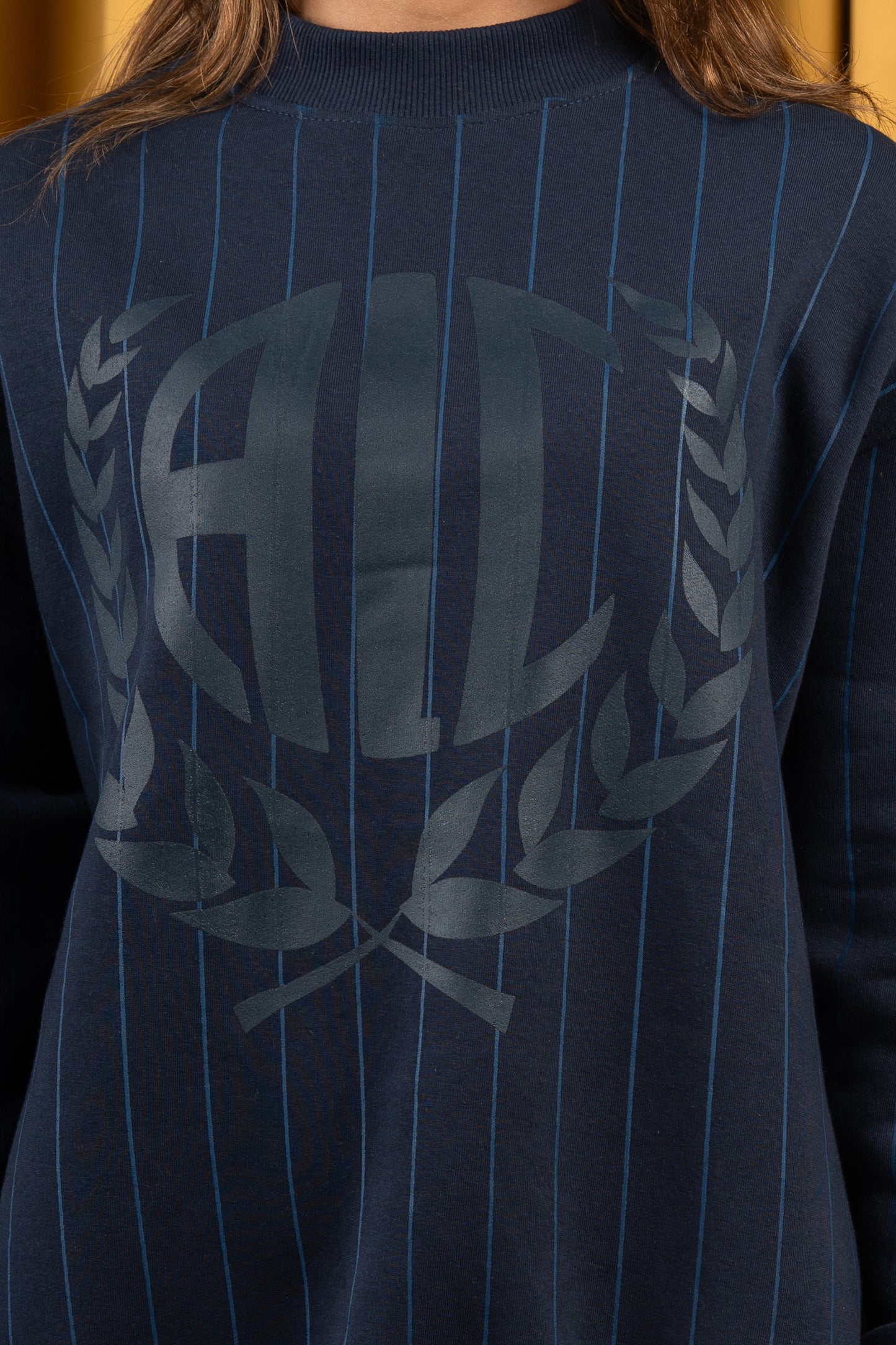 Navy Blue Striped Crewneck