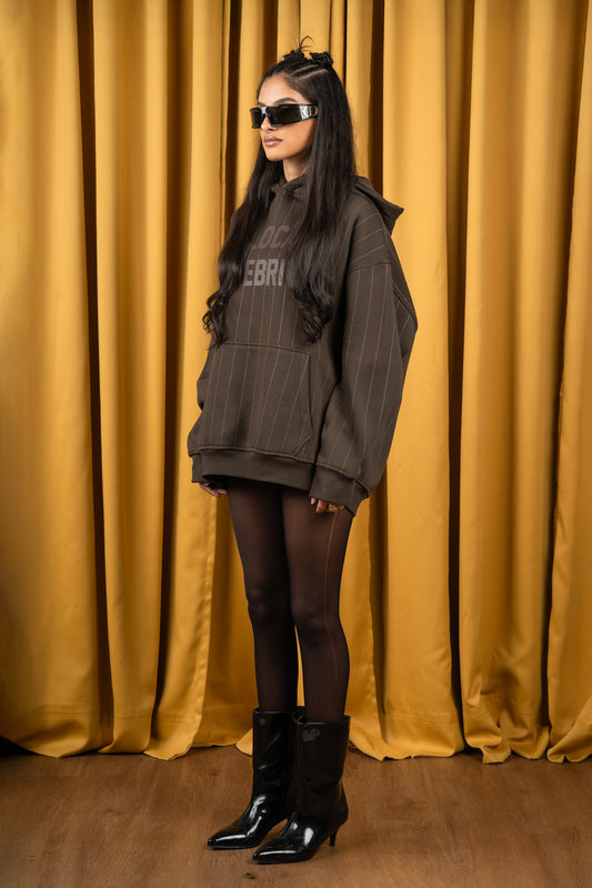 Brown Oak Striped Hoodie