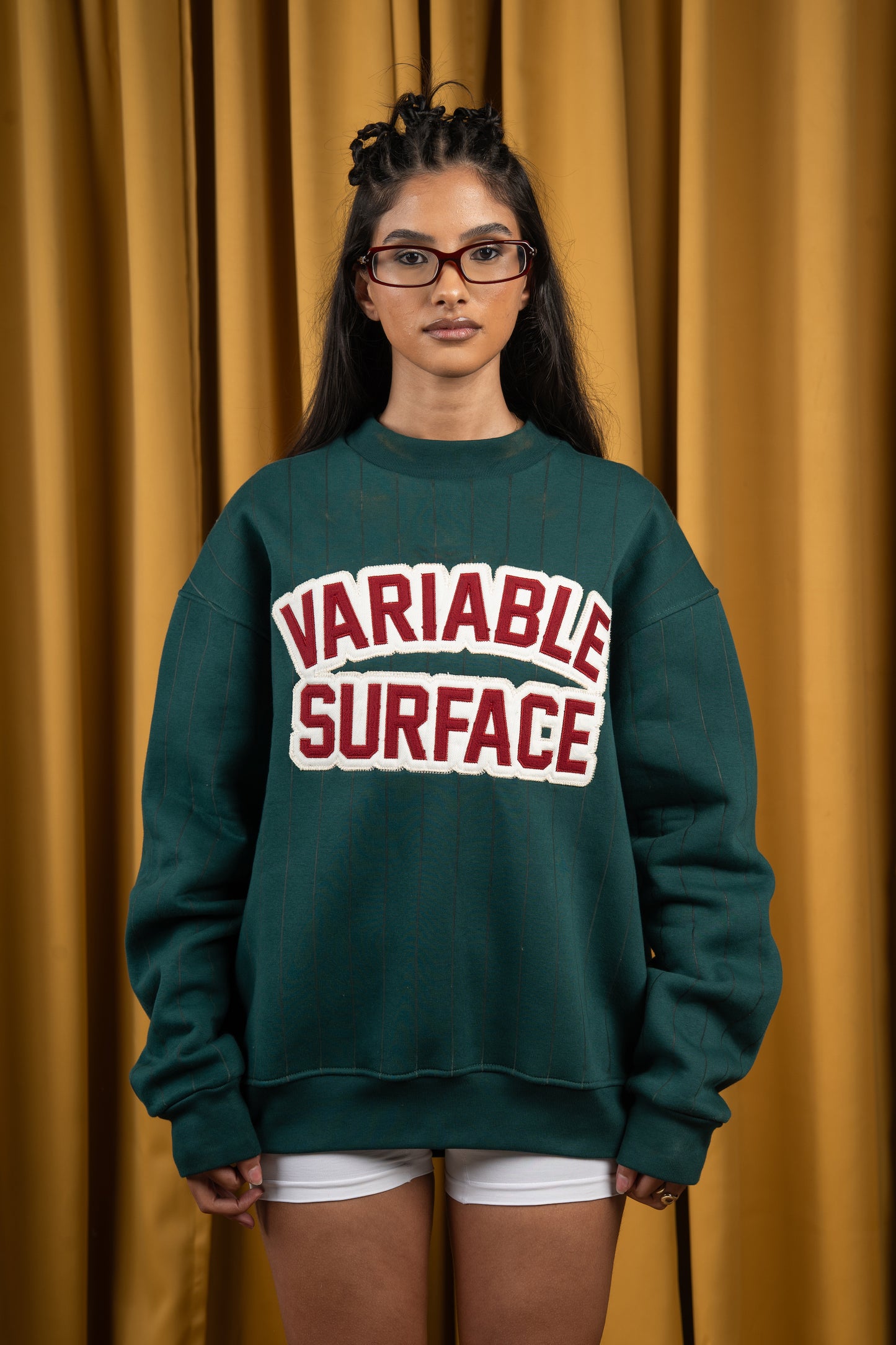 Forest Green Striped Crewneck