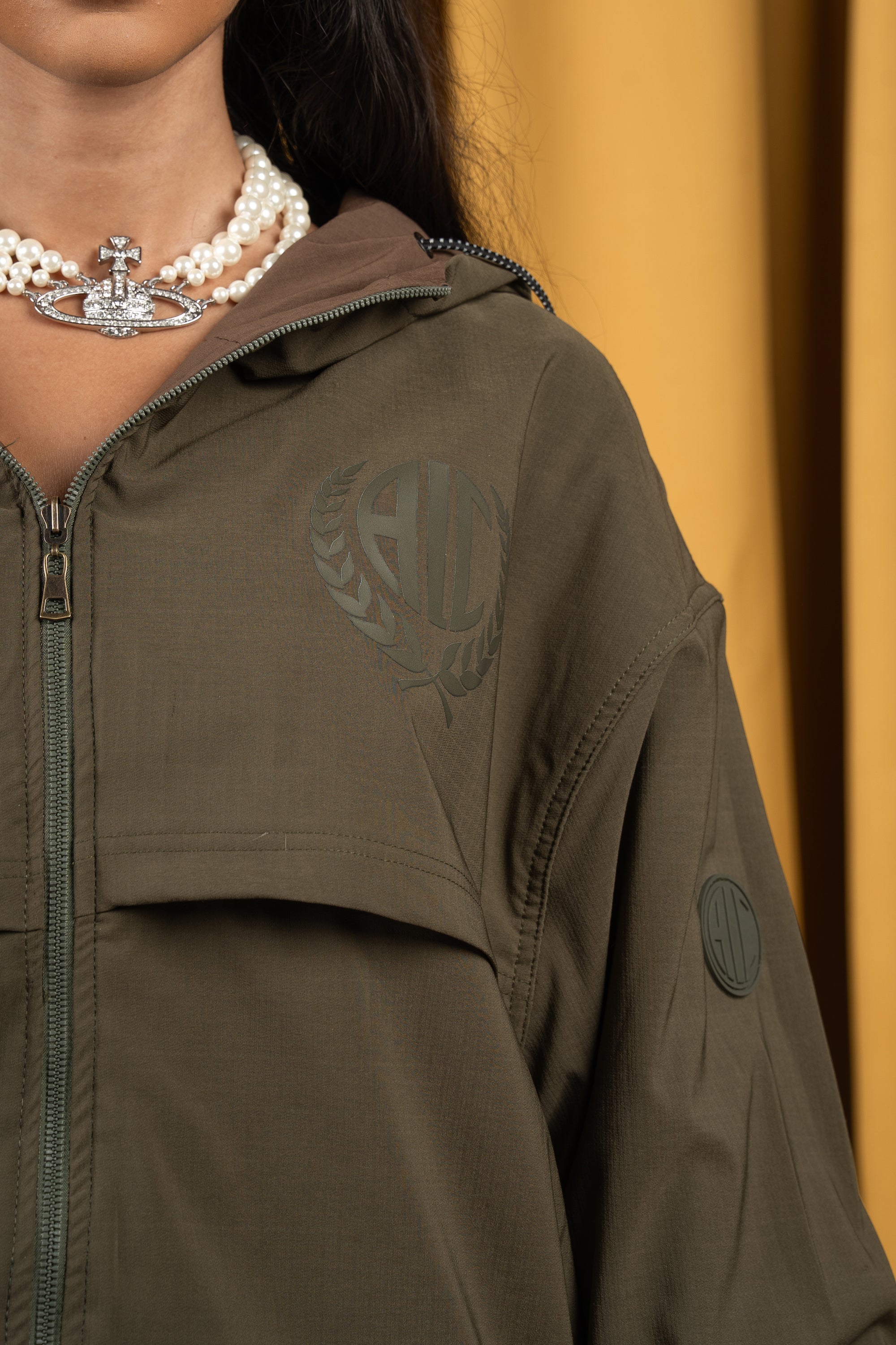 Olive X Brown Oak Reversible Windbreaker Jacket-12