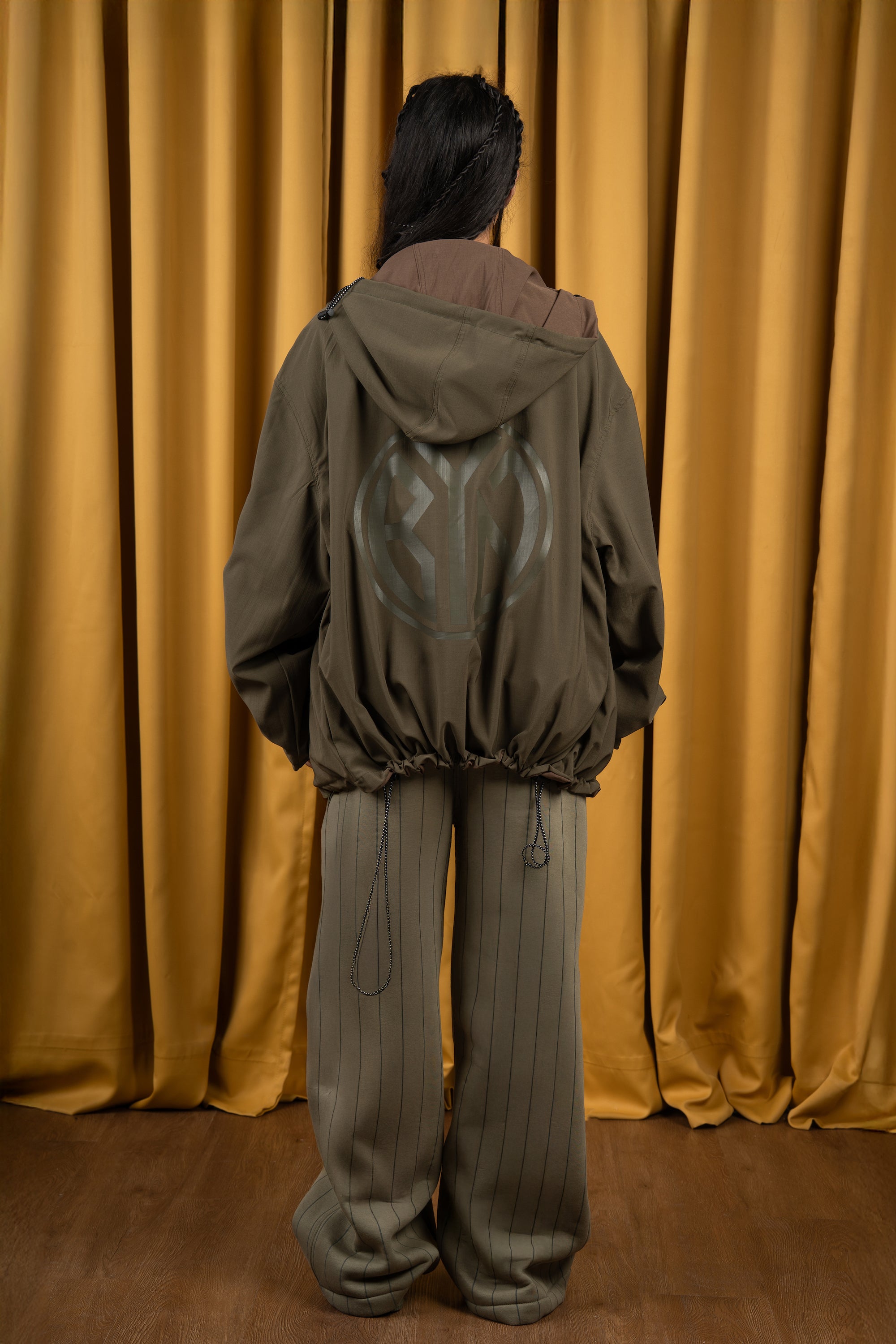 Olive X Brown Oak Reversible Windbreaker Jacket-9