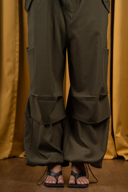 Olive Parachute Cargos