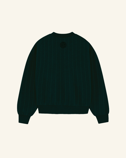 Forest Green Striped Crewneck
