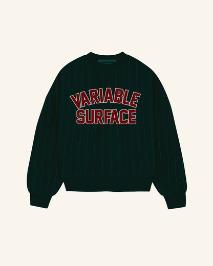 Forest Green Striped Crewneck