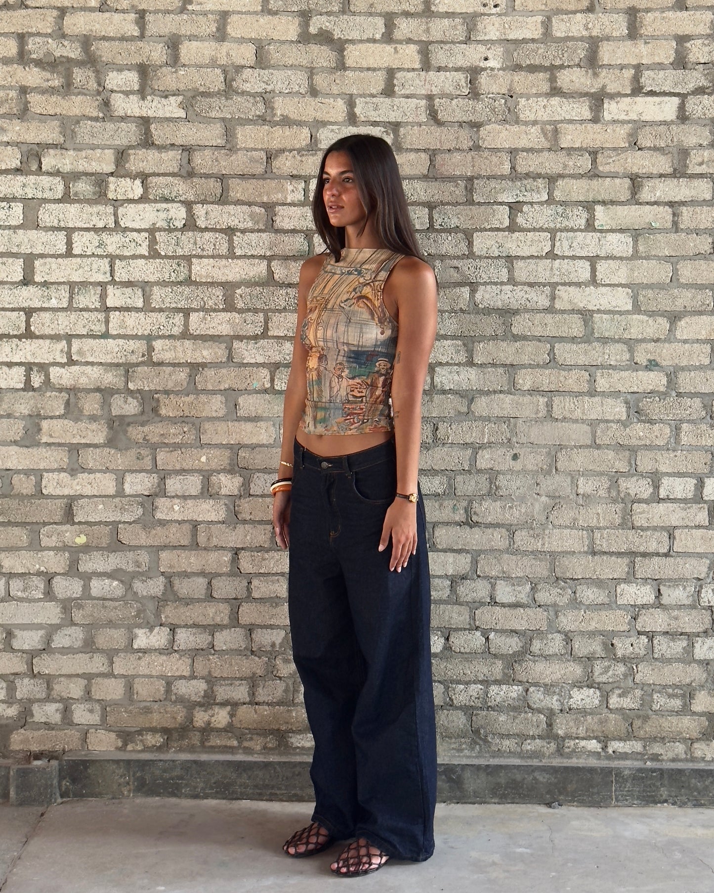 Raw Embossed Denim Pants