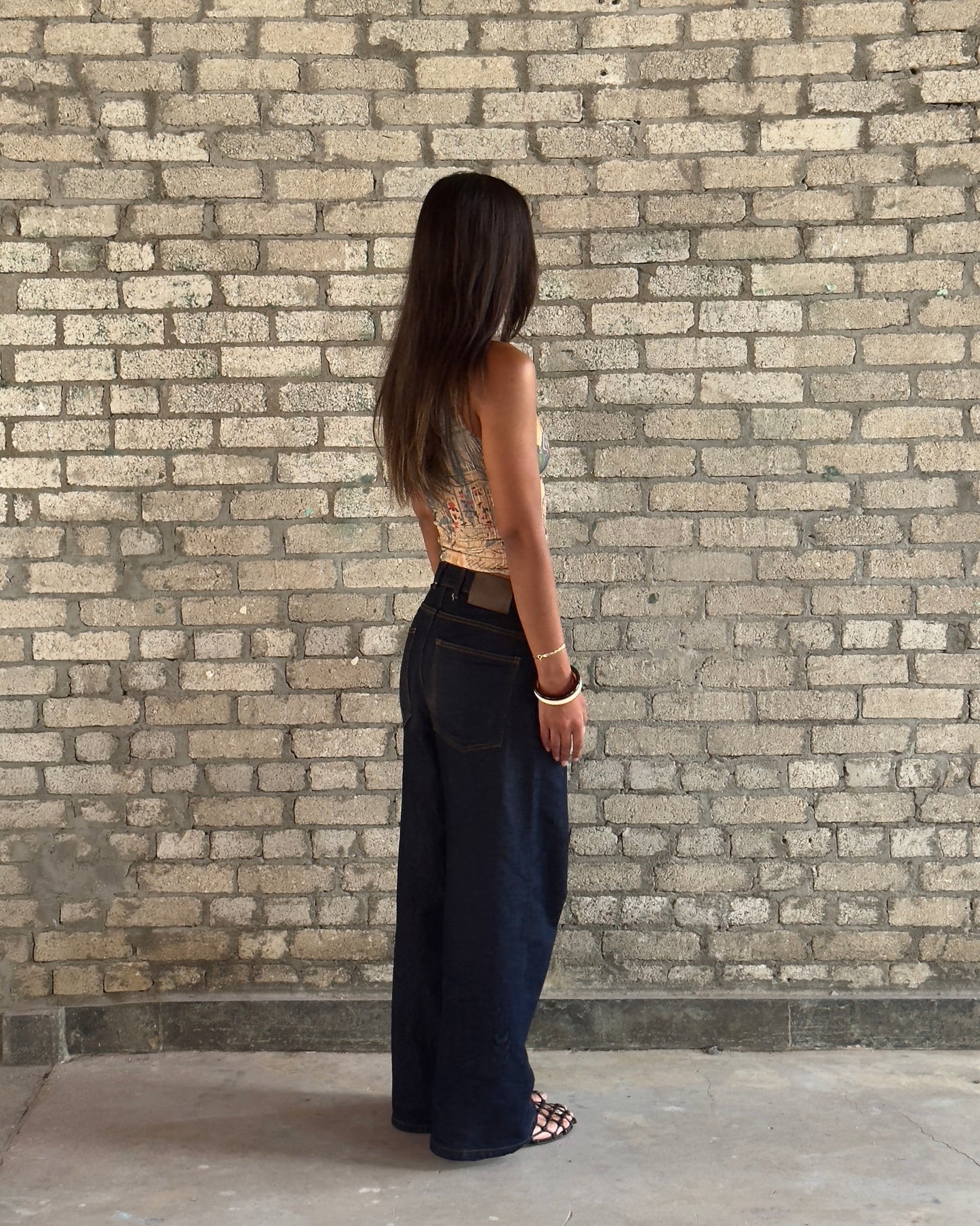 Raw Embossed Denim Pants