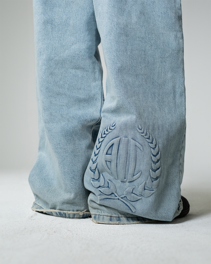 Medium Wash Embossed Denim