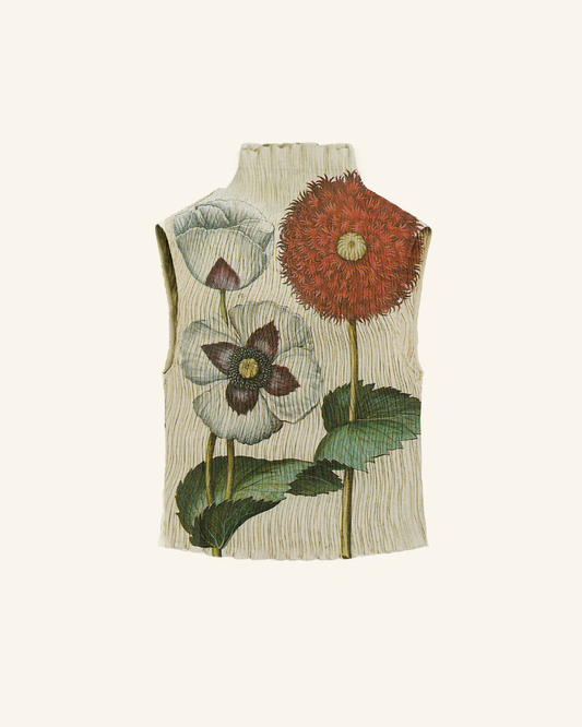 Printed Plisse Top