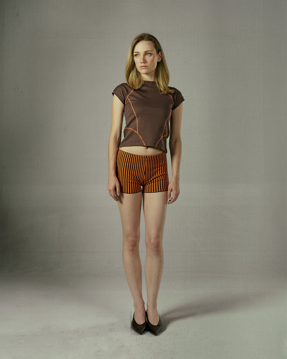 Brown Fitted T-Shirt-5