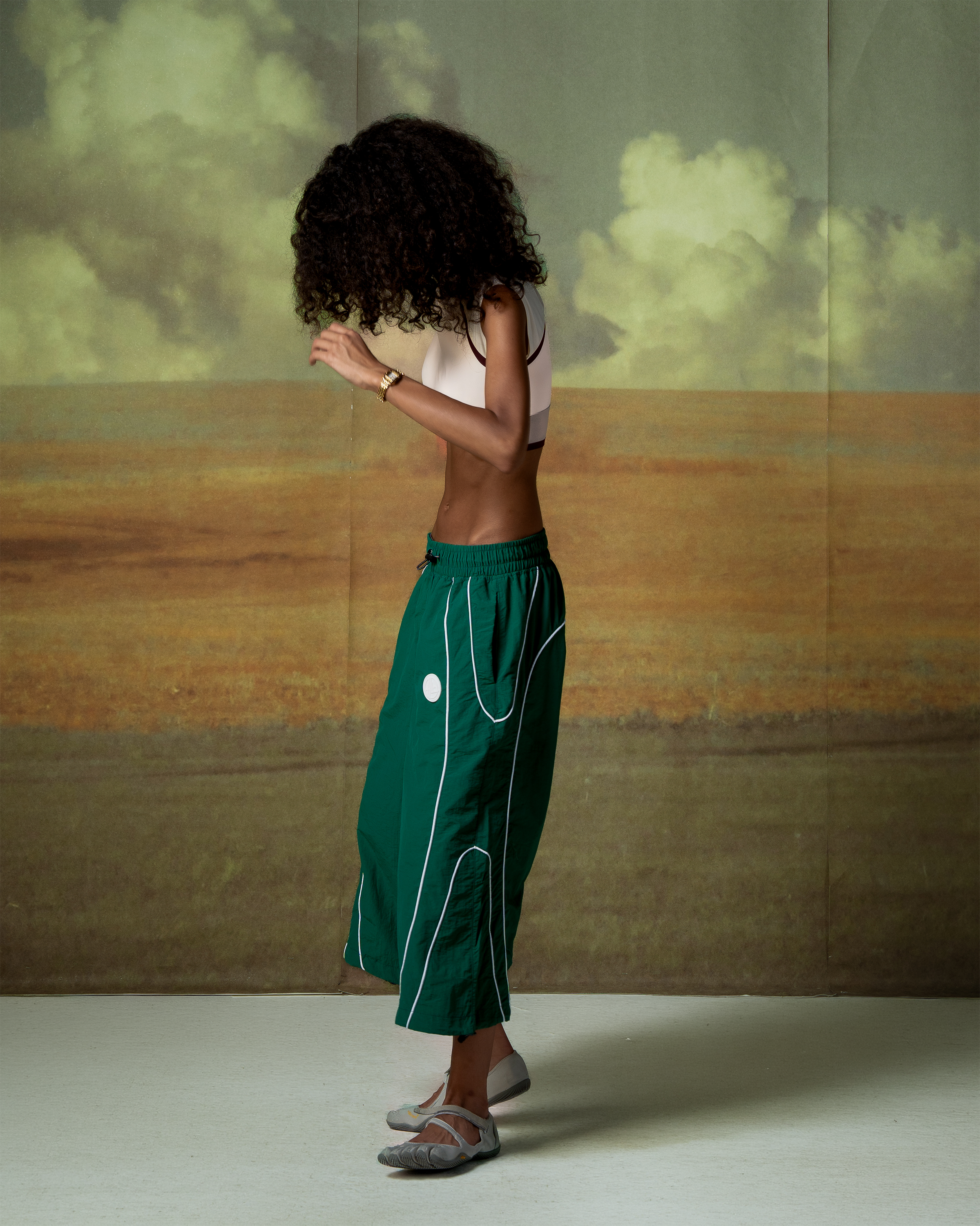 Forest Green Cropped Track Pants-2