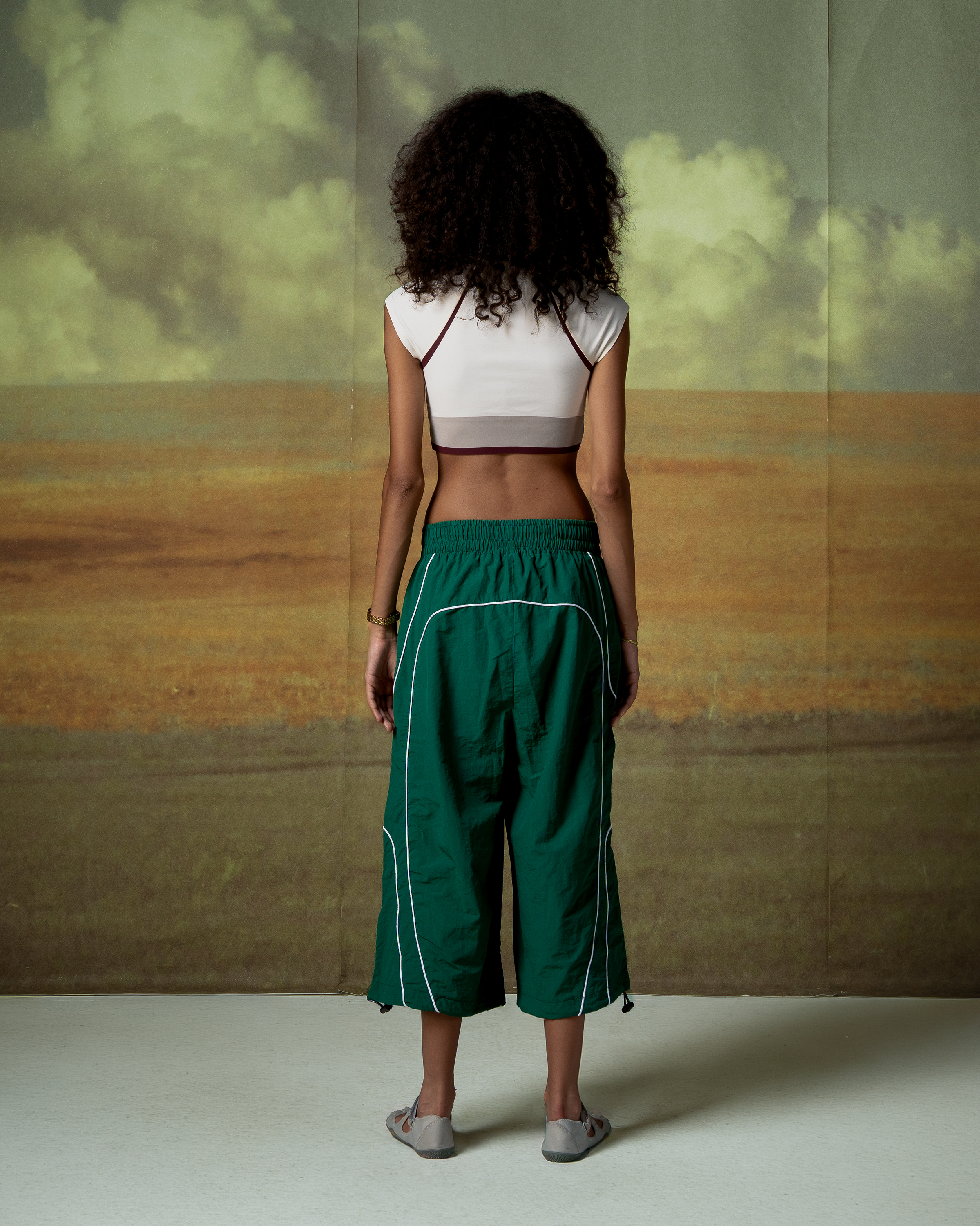 Forest Green Cropped Track Pants-3