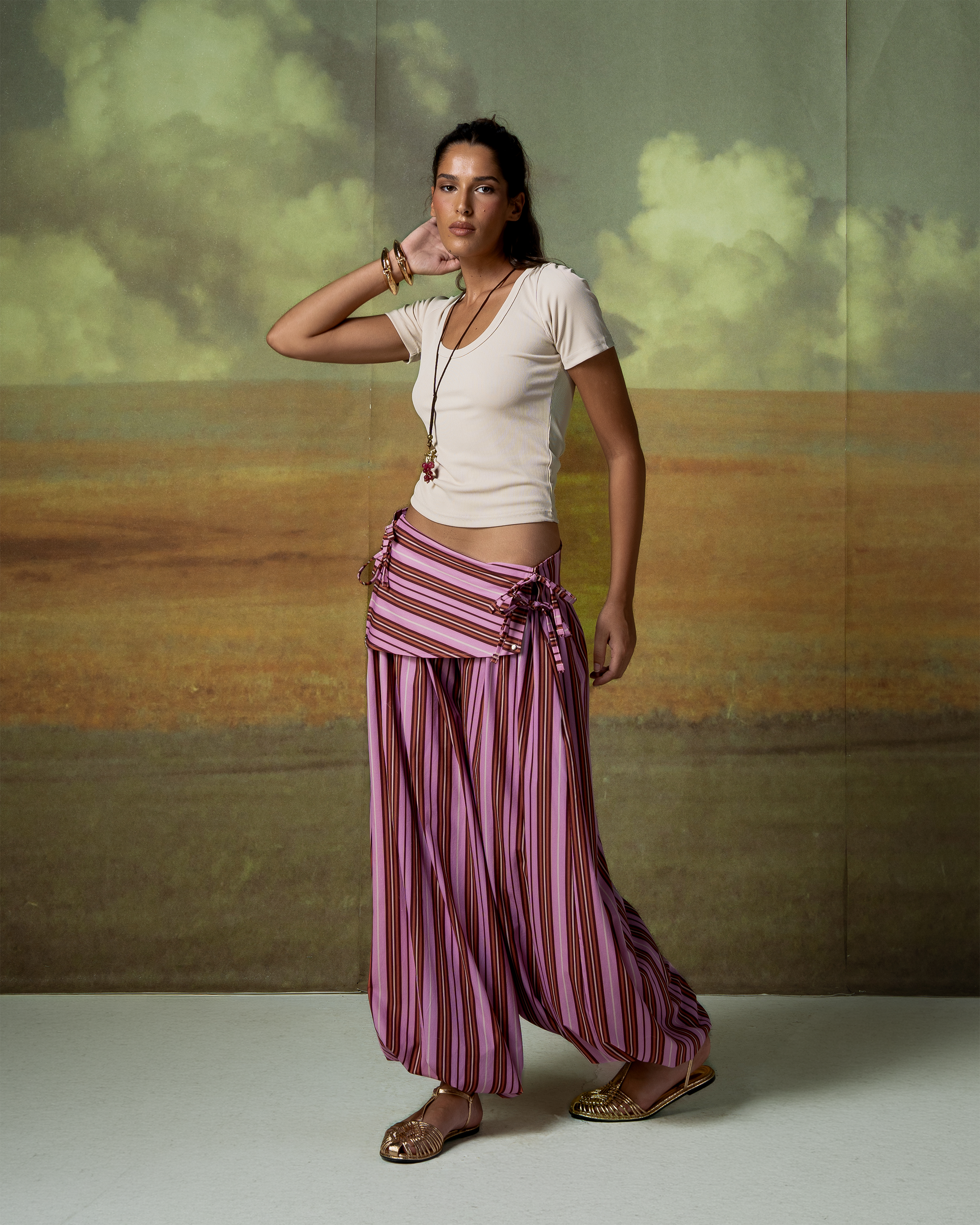 Sunset Striped Cloud Pants-2