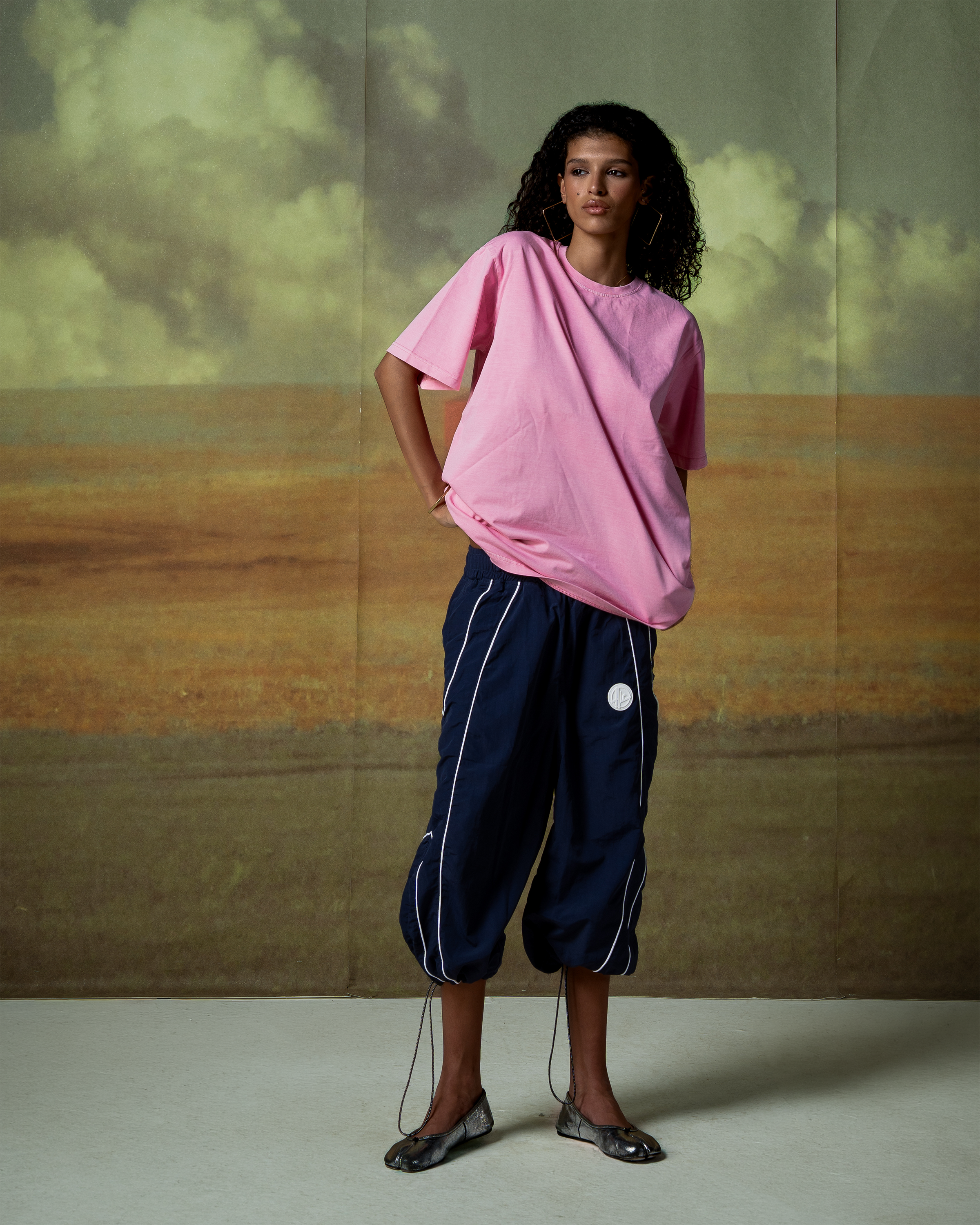 Navy Cropped Track Pants