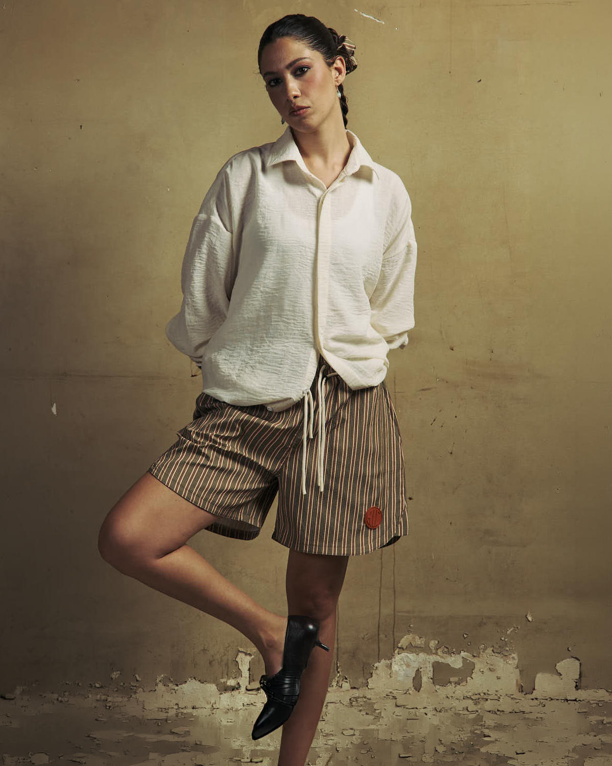 Olive Drawstring Shorts-2