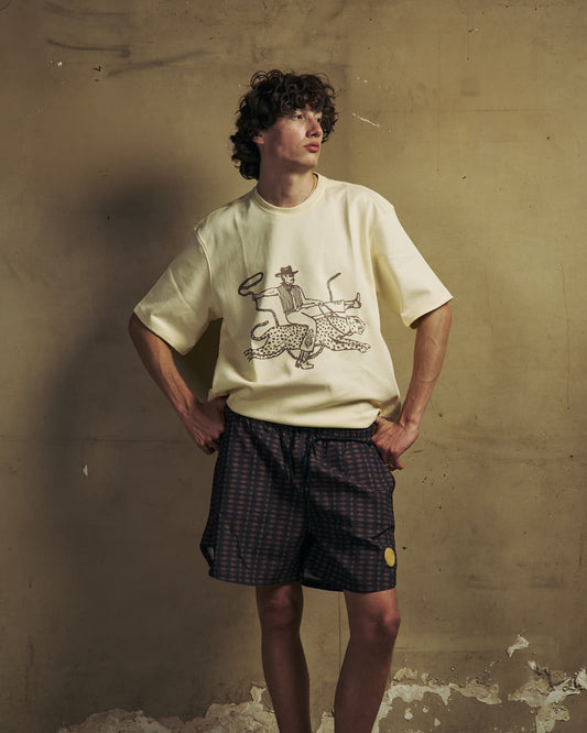 Retro Brown Drawstring Shorts