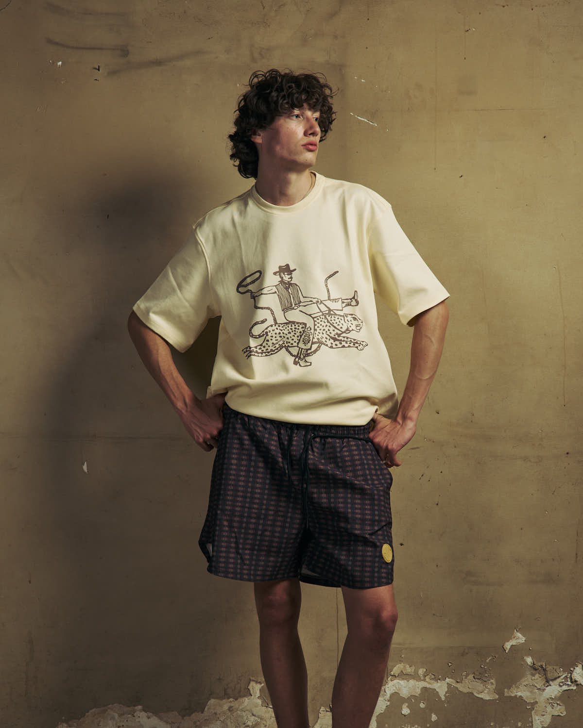 Retro Brown Drawstring Shorts-2
