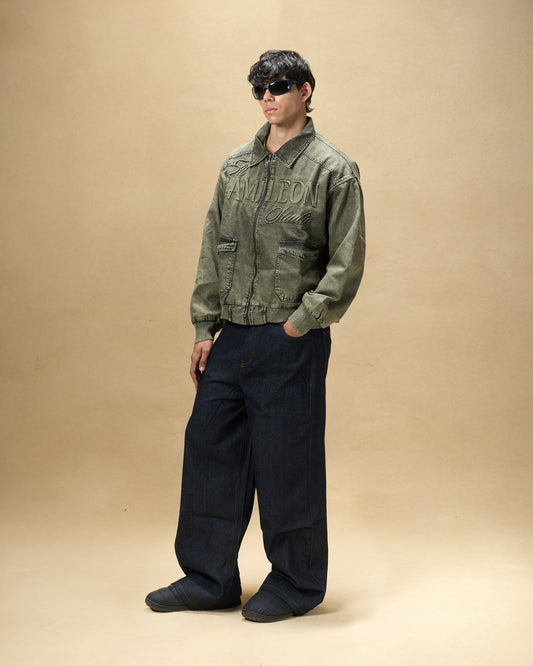 Raw Embossed Denim Pants