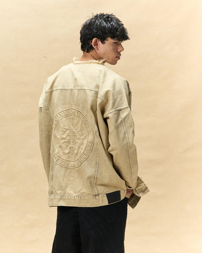 Stone Wash Embossed Denim Jacket