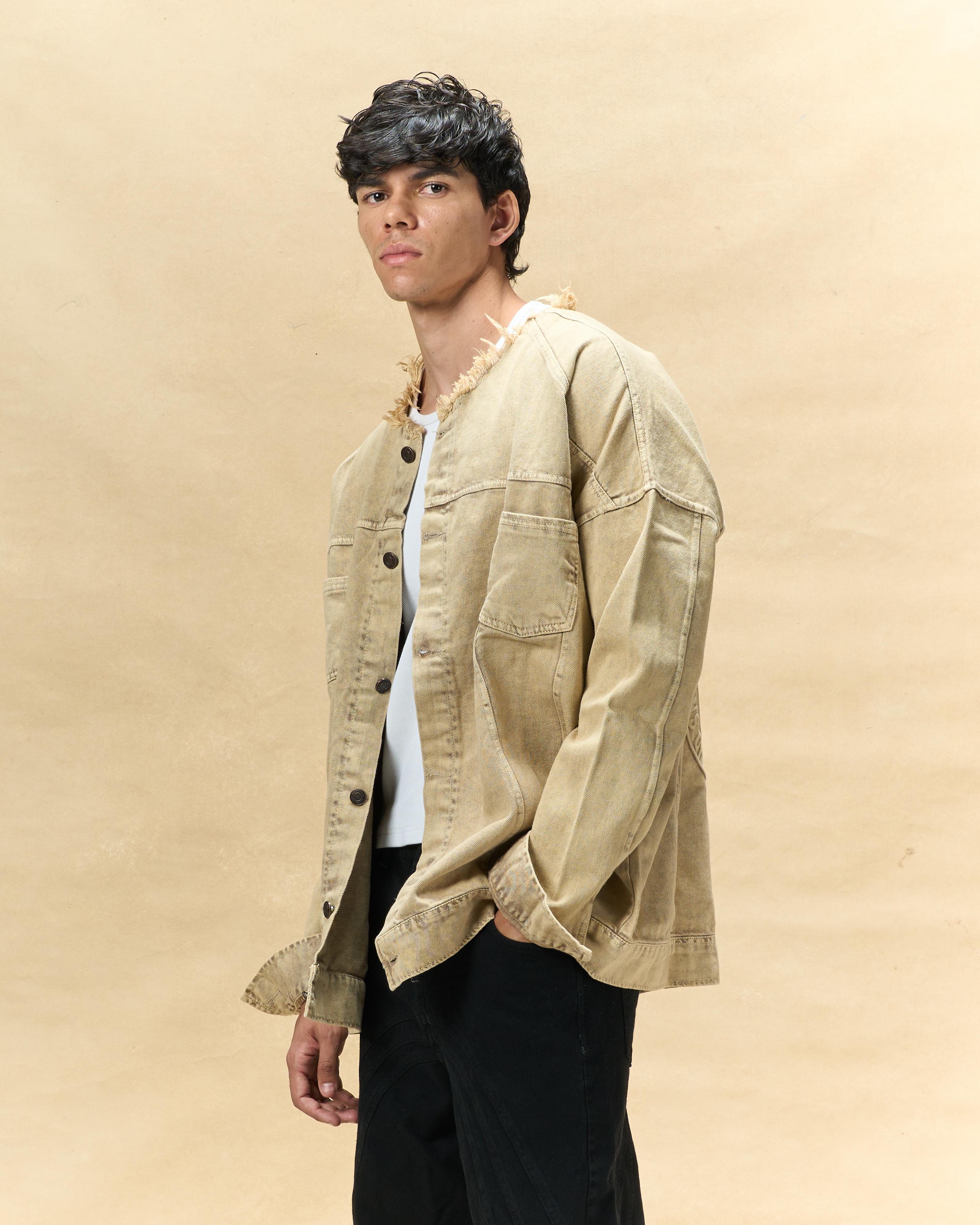 Stone Wash Embossed Denim Jacket-3
