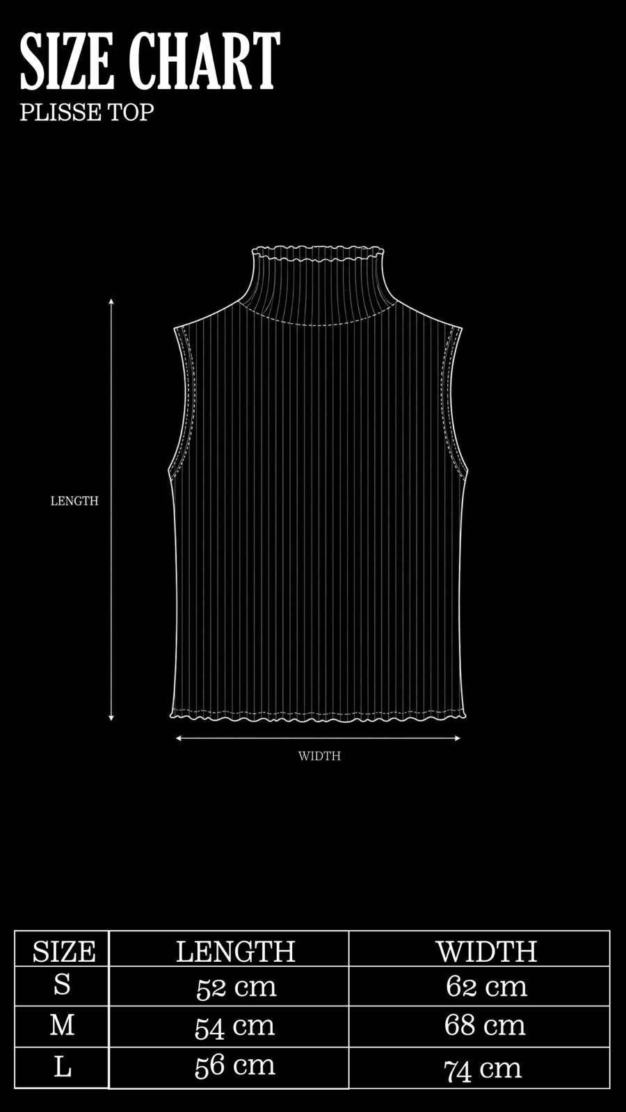 Size Chart for Printed Plisse Top