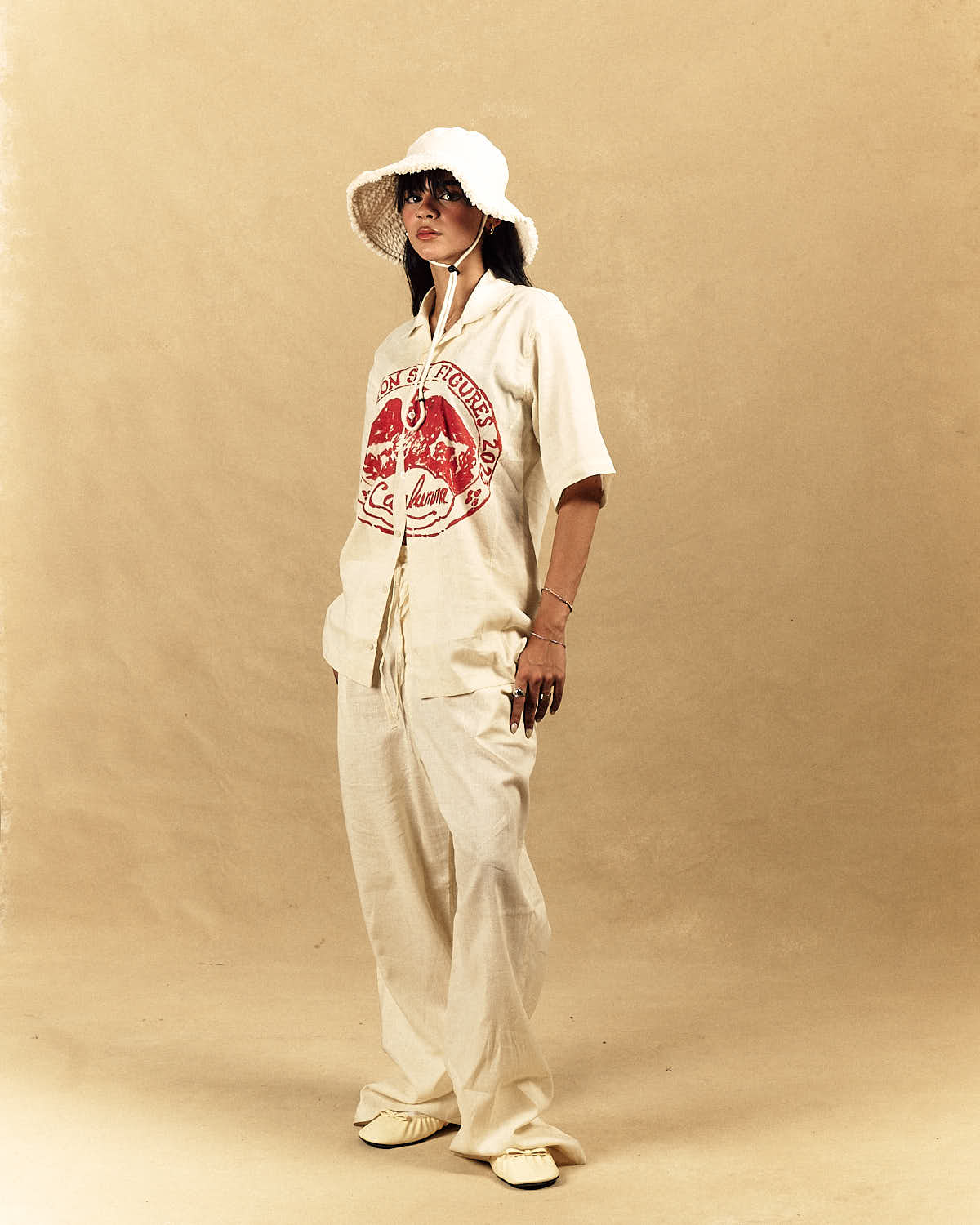 Calumma Emblem Cream Linen Shirt-1