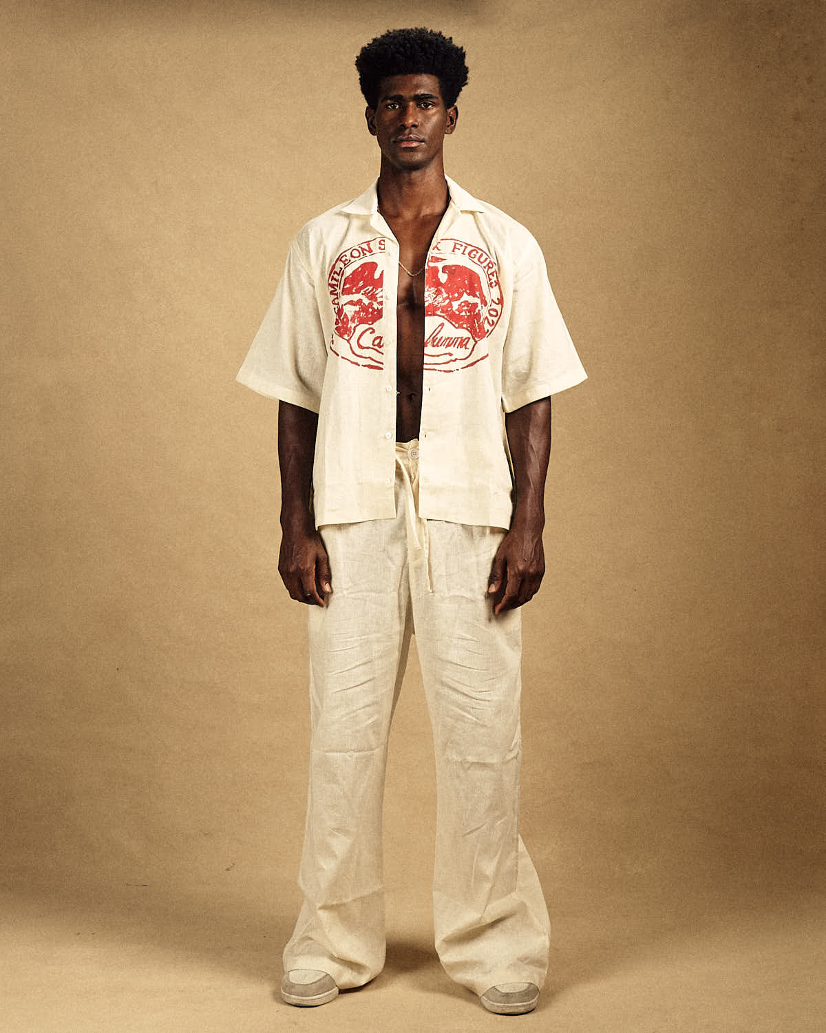 Calumma Emblem Cream Linen Shirt-3