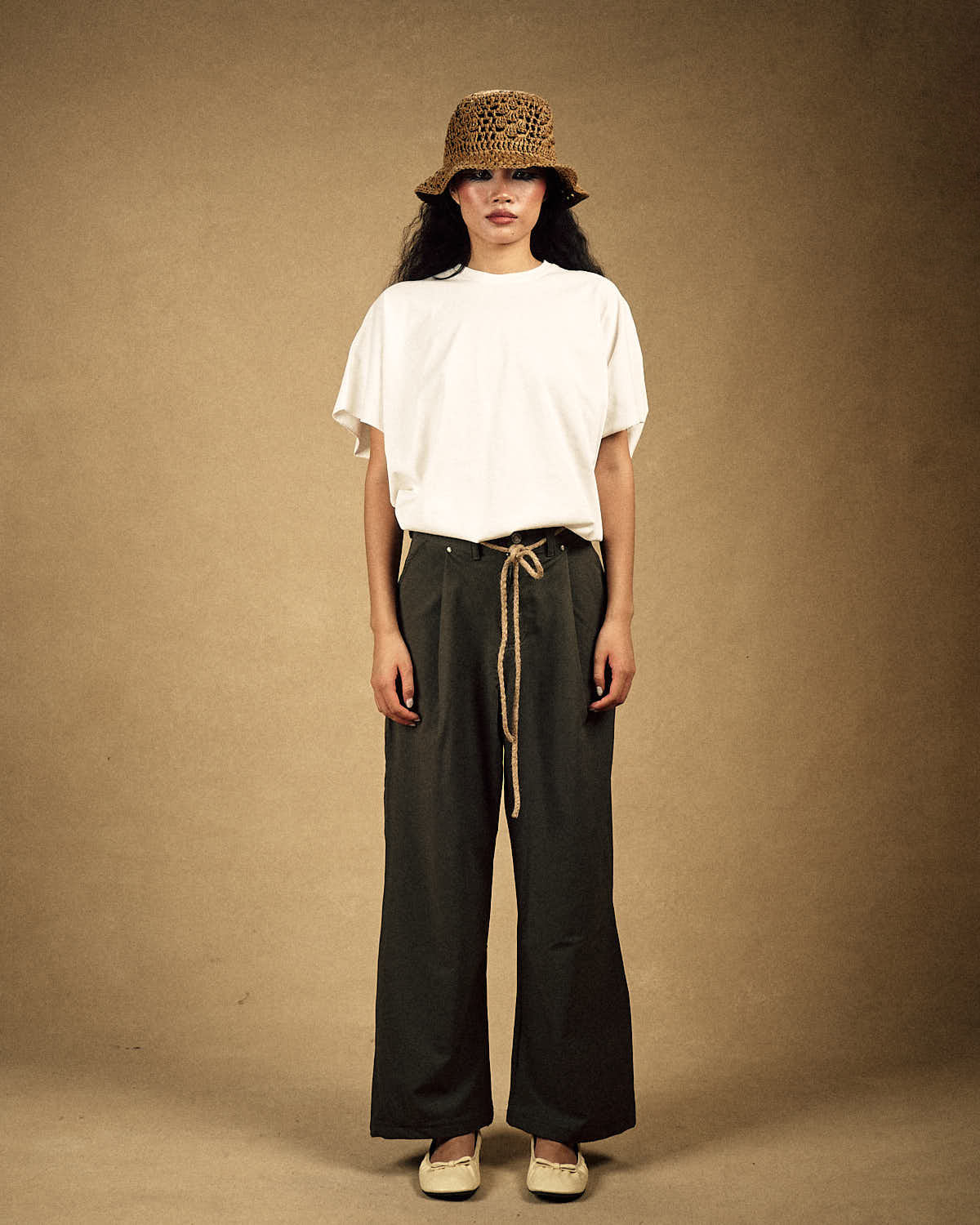 Olive Pleated Suit Pants-1