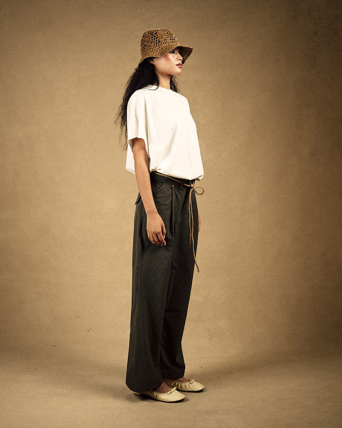 Olive Pleated Suit Pants-2