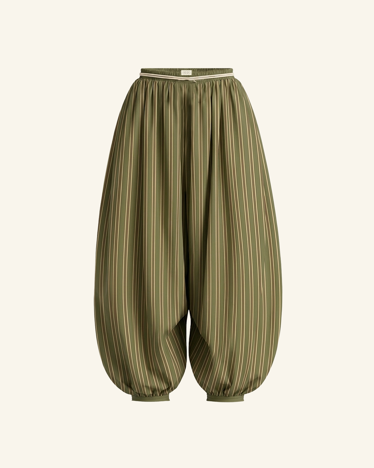 Olive Striped Balloon Pants-5