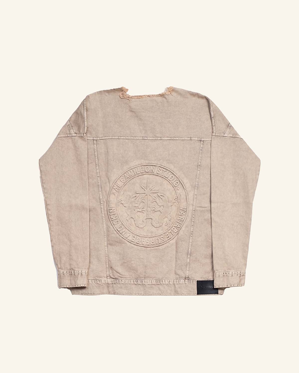 Stone Wash Embossed Denim Jacket-4
